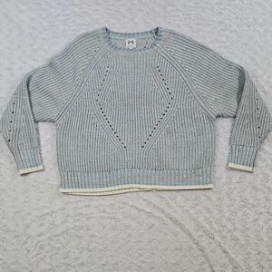 Light Blue White Pullover John And Jenn Womens Medium Sweater Knit cozy comfy